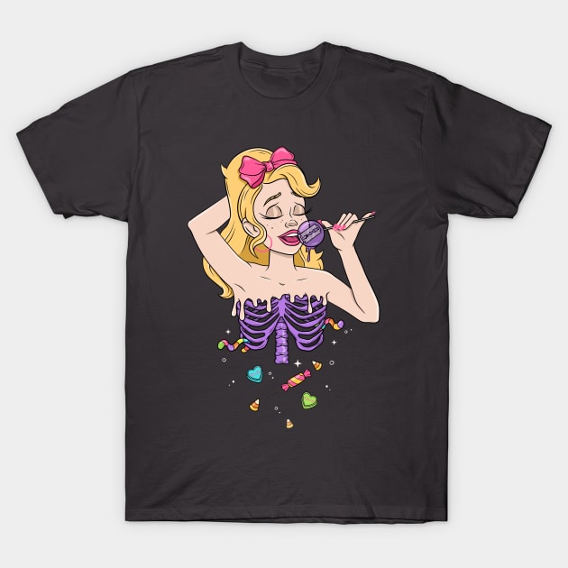 Candy Zombie Doll T-Shirt by bratcave.studio